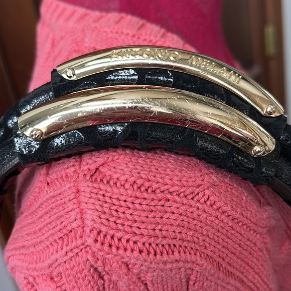 Antonio Melani  NWOT  large shoulder Suede & patent leather  Black stone pattern - Picture 12 of 17